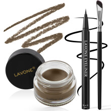 LAVONE Set Eyeliner - Kit Trucco Impermeabile con Eyeliner Liquido Matita Gel Eyeliner e Pennello Angolato per Eyeliner Formula Impermeabile Resi