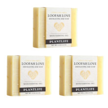 Plantlife Loofah Love Sapone Bar 3 Pack - Ricco e Lenitivo per la Pelle - Fatto a Mano con Ingredienti Naturali