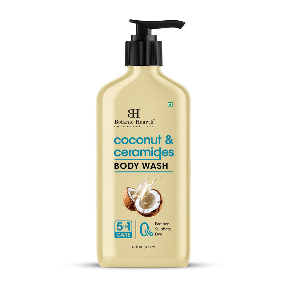 Botanic Hearth Coconut & Ceramides Body Wash Hydrating Shower Gel Gentle Cleanser With 5 In 1 Care Sulfate Free Paraben Free Dye Free 16 Fl Oz