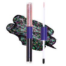 UNICORN SNOT Quiet Riot Glitter Lip Duo | 2-i-1 s?t: mat l?bestift & plastikfri glitter | Julegave julestr?mpestopper & julemakeup | 0,15 oz sort