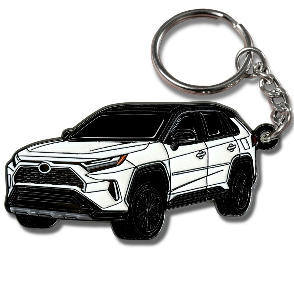 Four Wheel Beast Rav4 Keychain - Rav 4 2025 Accessories Metal Key Chain Key Fob Cover Trd Car Accessories Gifts Mods (White) White 783385657341