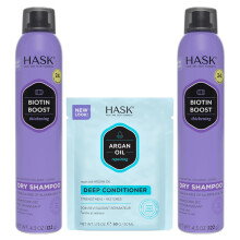 HASK Biotin Boost zahutujc such ampon Duo (4,3 oz-mnostv 2) a balcek hloubkovho kondicionru na opravu arganovho oleje Barva bez obsahu hli