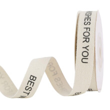 Best Wish for You Cotton Ribbon 5/8"""" x 10 Yards Cream White Herringbone Ribbons Soft Fabric Ribbon for Gift Wrapping