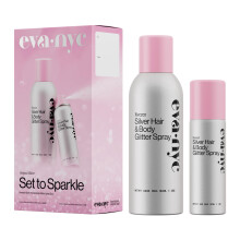 Eva NYC Kweeen Silber Haar- und Körperglitzer-Spray-Set - Ultra schimmernder Glitter, neuer Look