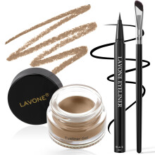 LAVONE Set Eyeliner - Kit Trucco Impermeabile con Eyeliner Liquido Matita Gel Eyeliner e Pennello Angolato per Eyeliner Formula Impermeabile Resi