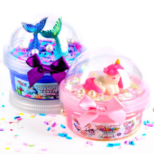 Kit de Slime Finoclay, MicroWorld 2 Pack Slime Transparent & Fluffy pour Enfants, Thème Licorne Sirène, 6 Add-ins
