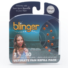 blinger Ultimate Fan Refill Pack of 30 Dazzling Hair-Safe Gems -Orange - as seen on Shark Tank | Hair-Safe Bedazzler Gem Stamper for all the Sports Lo