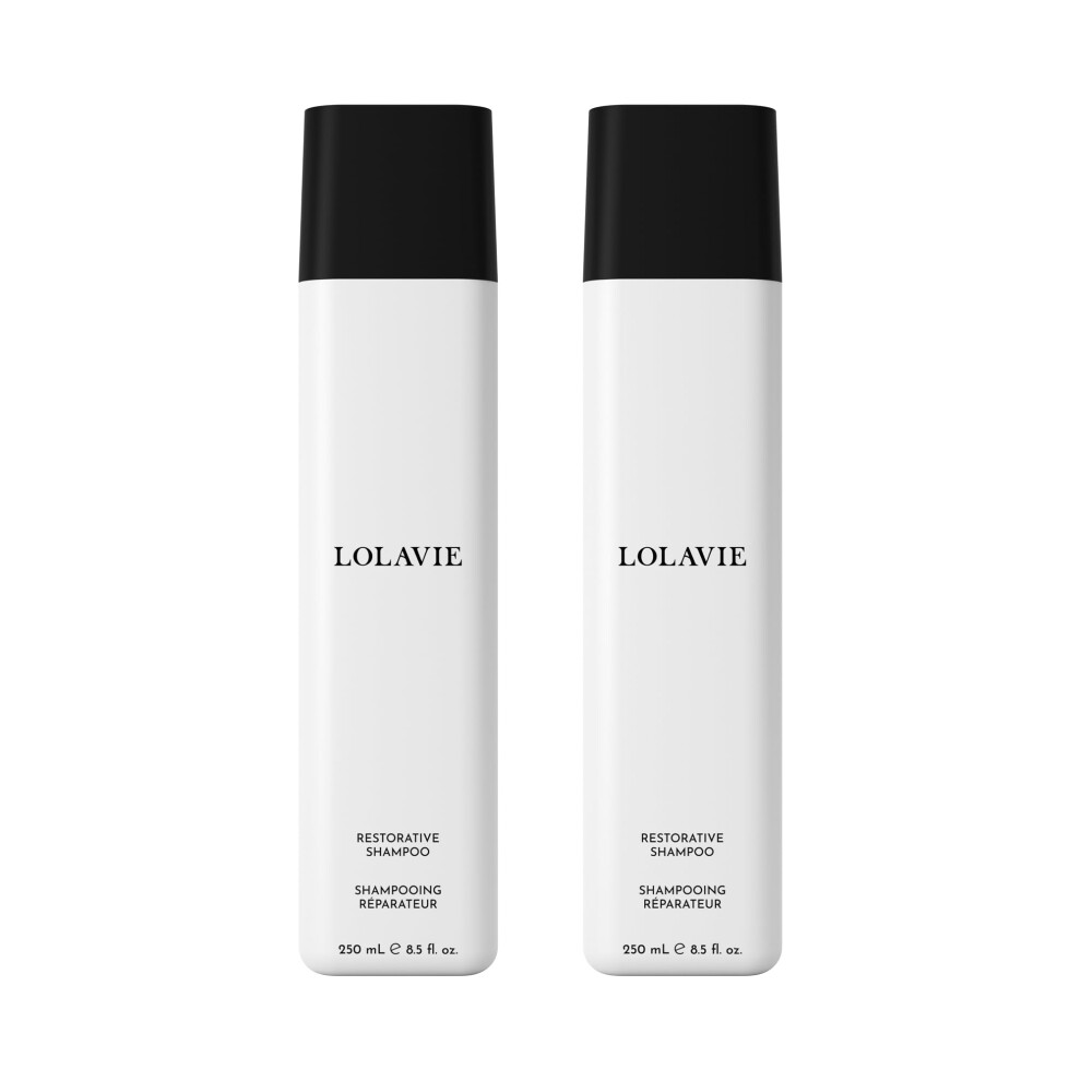 Lolavie Restorative Shampoo - 8.5 Oz 2 Pack - Repairs Look Of Damage Protects From Breakage Reduces Frizz For 12X Softer Smoother Hair - Gentle