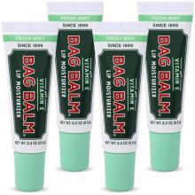 Balsamo per labbra idratante Vermont's Original Bag Balm con vitamina E | Confezione da 4 tubi da 0,3 once (confezione da 4 menta fresca)