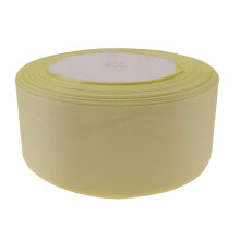 Effen kleur satijnen lint voor ambachtelijke cadeauverpakking Haarboog Bruiloft Deco (lichtgeel 1-1/2 """" x 25 yards)