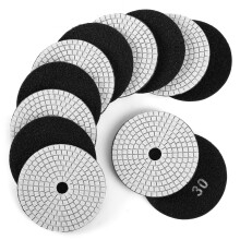 WORKEASE Tamponi per lucidatura diamantati da 4 pollici a umido/a secco 12 pezzi Tampone abrasivo diamantato a grana 30 Granito Pietra Cemento Ma