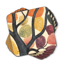 Pimpernel 10.5 x 10.5 cm Small MDF with Cork Back Dancing Branches Coasters, Set of 6, Multi-Colour