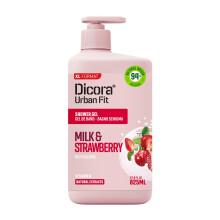 Dicora Urban Douchegel - Natuurlijke voedende lichaamswas met fris fruitig aroma - Hydraterende lichaamswas Dames en heren - Melk en aardbei - 27.8 o