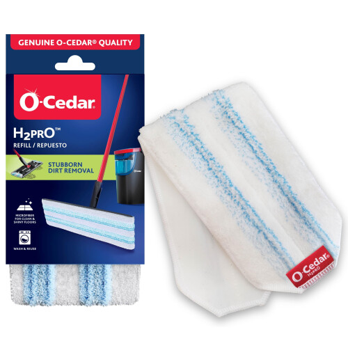 O-Cedar H2prO Pad de Mop (1 unité) | Lavable en machine | Recharge réutilisable | Remplacement en microfibre
