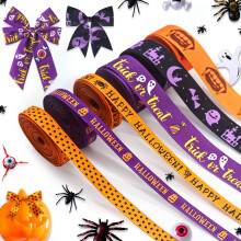 6 ruller Halloween Grosgrain-b?nd til indpakning af gaver Happy Halloween Orange-b?nd til dekoration DIY-fest 0,4""""/0,9"""" X 5 Yards Pumpkin Ghost