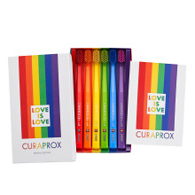 Curaprox manuell tandborste - Rainbow Limited Edition | Ultramjuk fr knsligt tandktt och tnder | 6-pack frgglad design