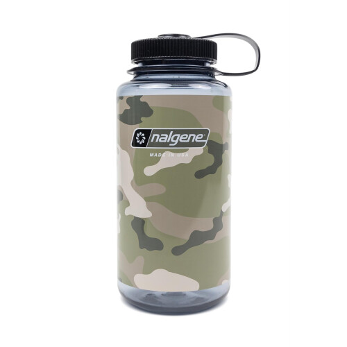 Nalgene 348822 Bocca larga 32 once trasparente - Grigio mimetico/Nero