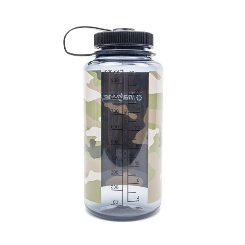 Nalgene 348822 Bocca larga 32 once trasparente - Grigio mimetico/Nero 1