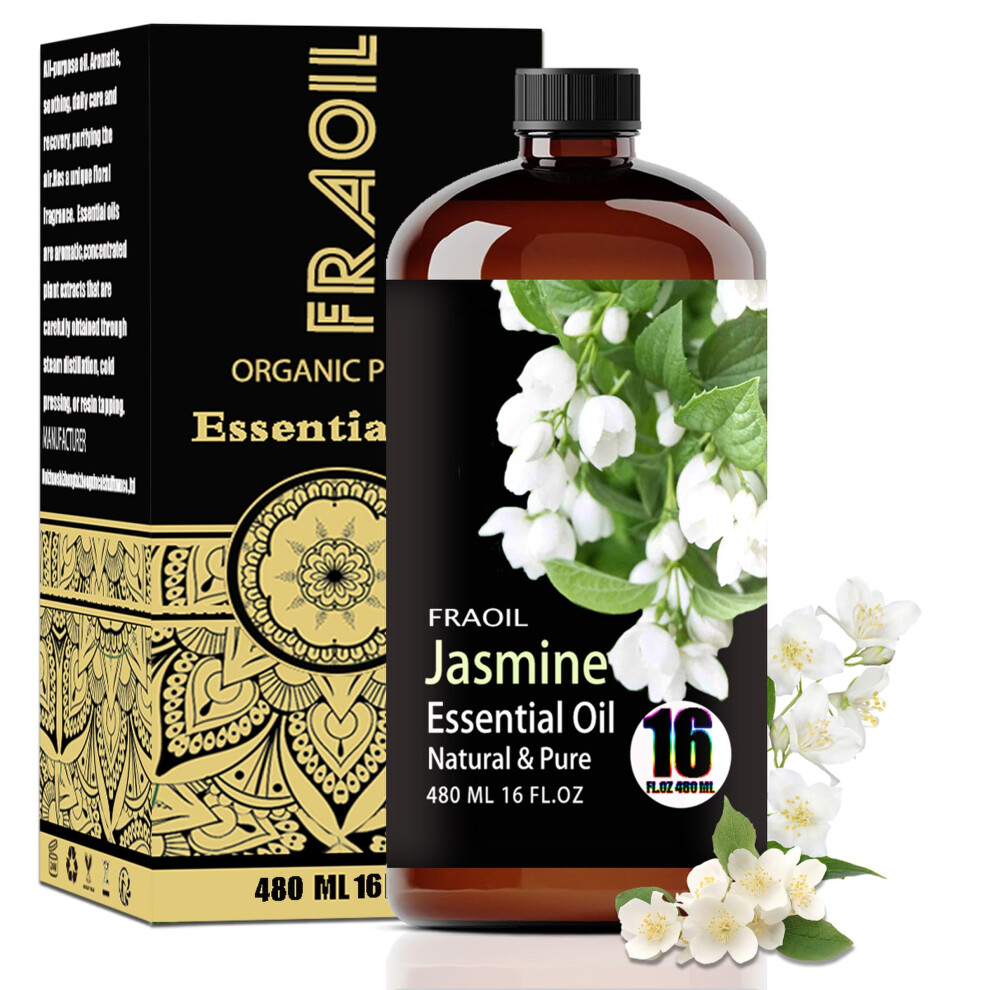 Fraoil Jasmine Essential Oil Jasmine Oil 16 Fl Oz 480 Ml For Diffuser Humidifier Yoga Cleaning Diy Candle Soap Making Perfume Gift For Women Essential Oils