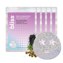 Bliss Skincare Sheet Masks - C-vitamiini Herkk iho puhdistava hyaluronihappokollageeni - Biohajoava - 5pk (Detoxifier Holographic Masks)