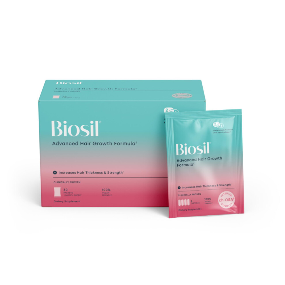 Biosil Advanced Hair Growth Formula - 30 Packets - Promotes Hair (Re) Growth Prevents Hair Loss And Shedding & Increases Thickness And Strength - Wi