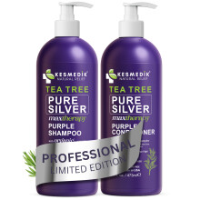 KESMEDIK Sada amponu a kondicionru Tea Tree Purple Profesionln toner proti mosazi neutralizuje lut tny pro ed strbrn popelav a belen mel
