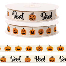 2 rullaa halloween-nauha askarteluun ompeluun 5/8 tuuman boo-kurpitsanauhat lahjapakkaukseen hiusrusettitarvikkeisiin