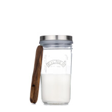 Kilner Glass Kefir Jar Set with Silicone Cap Beech Spoon Stainless Lid 500ml