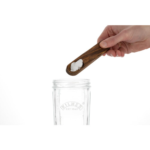 Kilner Kilner Glass Kefir Jar Set with Silicone Cap Beech Spoon Stainless Lid 500ml 2