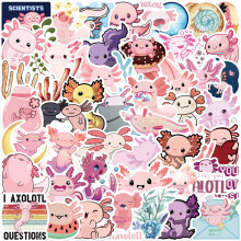Roztomil samolepky Axolotl Balen 50ks Kawaii samolepky zvrat Drky pro deti Dospel Dospel Lepen vinylov vodotesn samolepky na lhve s vodou L