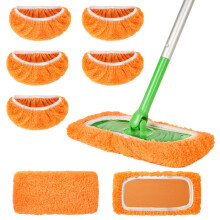 AmaVins Lot de 5 tampons de vadrouille rutilisables 100 % coton compatibles avec Swiffer Sweeper, housse de vadrouille plate humide et sche, ta
