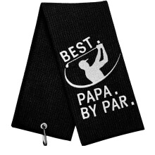 Grappige golfhanddoek - Beste PAPA by Par-cadeaus voor mannen Accessoires Geborduurde handdoeken voor tassen met clip Zwart