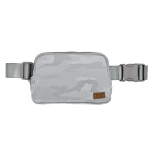 Rionera CC para mujer - Rionera acolchada cruzada con correa ajustable, ideal como regalo de moda (gris camuflaje)