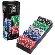 Spin Master Games, Cardinal Classics, 100-Piece Pokerchips Set, Familjespel, Poker Set för Nybörjare & Experter