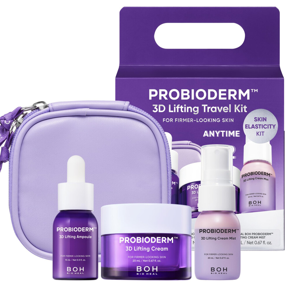 Bioheal Boh Probioderm 3D Lifting Travel Size Skin Care Kit | Korean Skincare Set For Firming & Hydration With Ampoule Face Moisturizer & Serum Spr