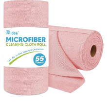 AIDEA Microfiber Cleaning Cloth Roll 55 Sheets Pink Towel Microfiber Towels for Cars Reusable Paper Towels Shop Rags Washable Cleaning Rags for