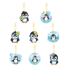 JBTM24 Kits de llaveros con pintura de diamantes de doble cara para adultos, llaveros artsticos DIY y adornos (Pingino)