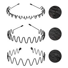 KELUBATU metal pandeb?nd til m?nd Mode Unisex b?lgede h?rb?nd Elastiske zigzag h?rb?nd Perfekt til udend?rs sport daglig brug og gaver (3 pakke)