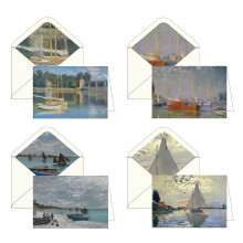 RainCaper kpzomuvszeti emlk 5x7 res levlpapr Claude Monet dvzlolapok dekoratv bortkokkal, 16 db-os ajndkdobozos kszlet | 300 GSM krtya