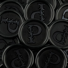 50 Stck schwarze Wachssiegel-Aufkleber, handgefertigt, Vintage-Botanikbltter, selbstklebende Buchstaben-Wachsaufkleber fr Hochzeit, Party, Ein