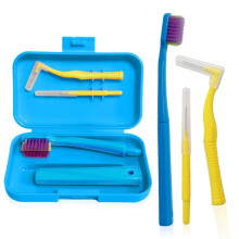 Ceonam 3-pack tandheelkundige verzorgingsset - schuine orthodontische tandenborstel interdentale rager en standaard tandenborstel met reisetui zachte