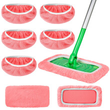 AmaVins Lot de 5 tampons de vadrouille rutilisables en microfibre compatibles avec Swiffer Sweeper, housse de vadrouille plate humide et sche,