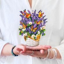 Freshcut Paper Pop Up Kaarten, Mini Lavendel & Vlinders, 6 Inch Mini Geverfde Bloemen Boeket 3D