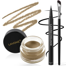LAVONE Set Eyeliner - Kit Trucco Impermeabile con Eyeliner Liquido Matita Gel Eyeliner e Pennello Angolato per Eyeliner Formula Impermeabile Resi