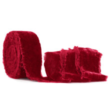 SIMISI RIBBON Punainen rispaantunut samettinauha 1,5 tuuman ksintehty vintage nauha joulukuusen lahjapaketointiin ulkona seppele Seppele Hiustarvikk