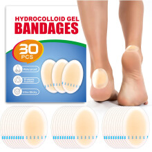 Hydrocolloid Blasenpflaster - 30 Stück ovale Blasenpflaster für Füße, Zehen & Fersen - Dick gepolstert, wasserdicht, langanhaltender Schutz