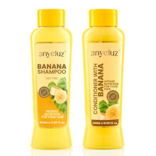 ANYELUZ Set duo per la cura dei capelli alla banana - Shampoo idratante e balsamo nutriente Idratazione e riparazione naturali alla frutta per ca