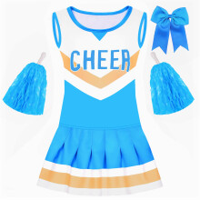 Davsolly Costume da cheerleader blu ghiaccio per ragazze Vestito da cheerleader per bambini Rallegra i regali di compleanno di Halloween Cosplay