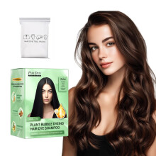 ysnstyle Shampoo colorante per capelli a bolle a base vegetale 3 in 1 per donne/uomini Colore capelli castano ramato naturale per copertura capel