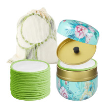 Confezione da 16 dischetti struccanti riutilizzabili - Dischetti struccanti in 100% cotone organico, lavabili ed ecologici, con borsa per la bian